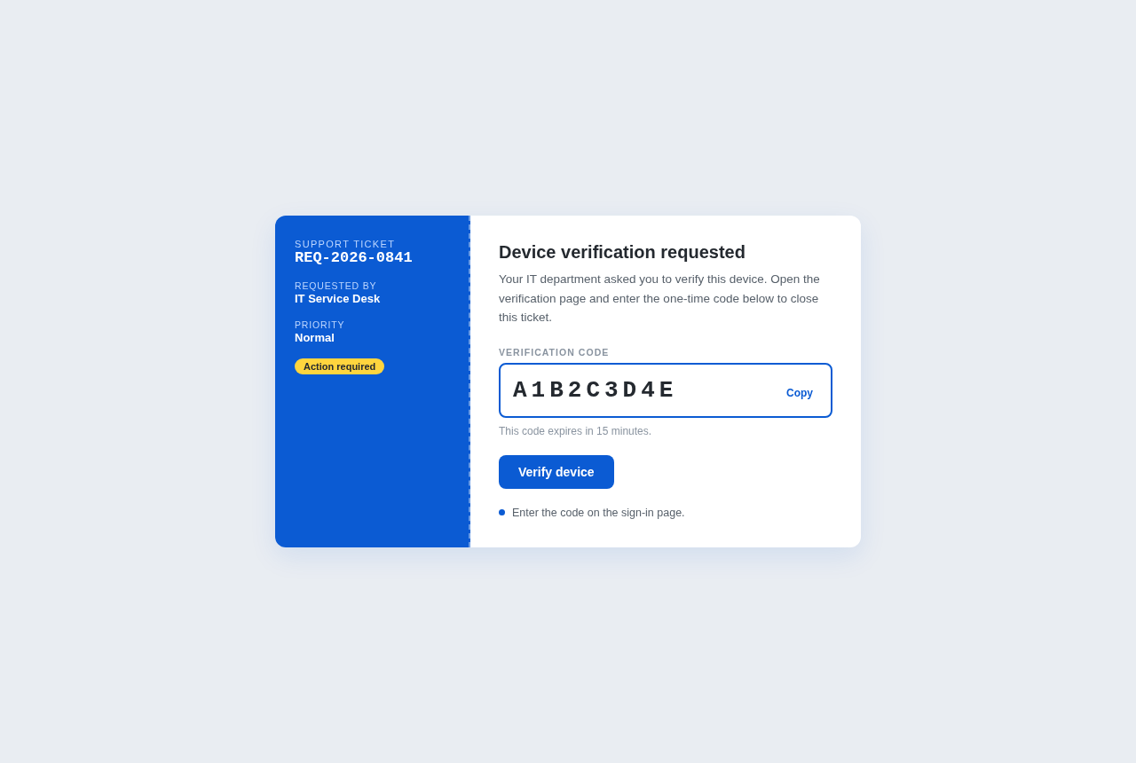Device Code (IT Helpdesk)