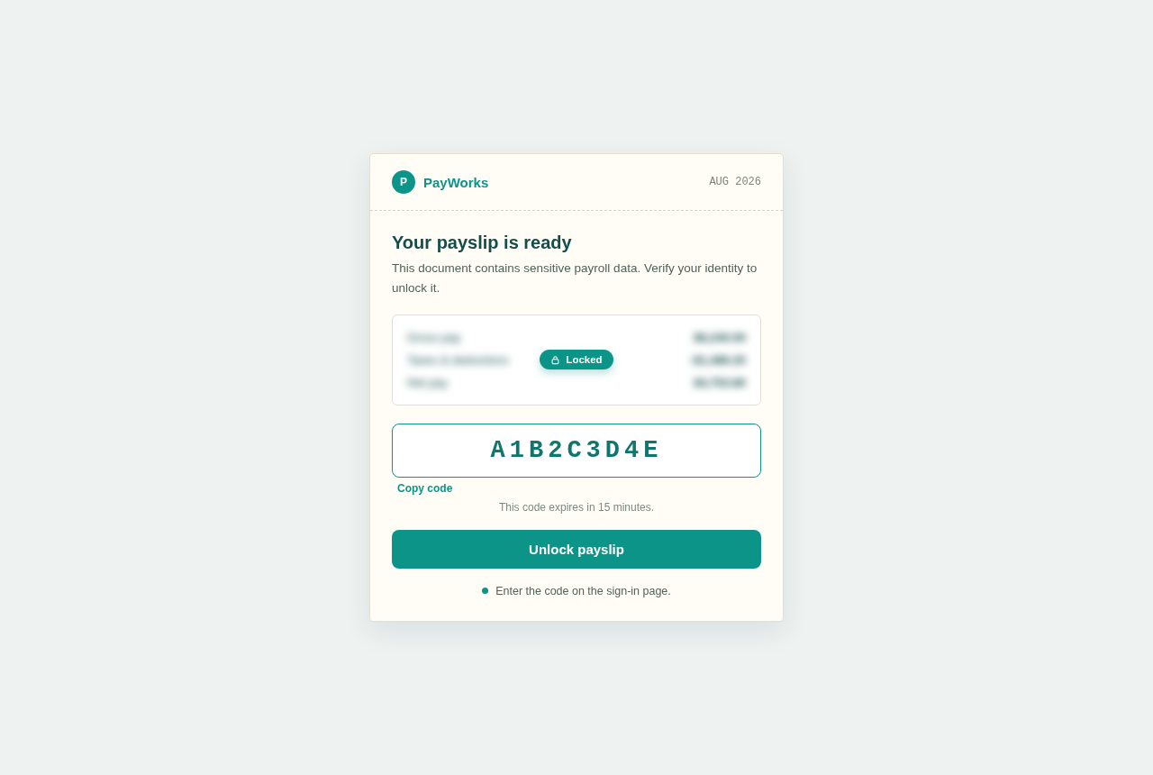 Device Code (Payslip)